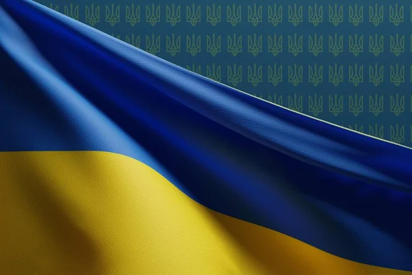 Die Flagge Der Ukraine Auf Dunklem Hintergrund Nationalitätenkonzept Der Ukraine — Stockfoto