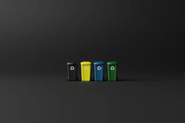 Caixotes Lixo Por Segregação Cesta Lixo Cores Diferentes Para Classificação — Fotografia de Stock