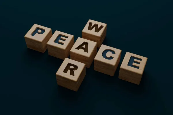 Napis War Peace Drewnianych Blokach Koncepcja Pokoju Przed Wojną Dążenie — Zdjęcie stockowe