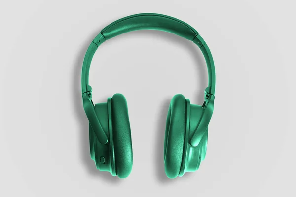 Bilgisayar Kulaklıkları Beyaz Arka Planda Siyah Kulaklıklar Müzik Dinleme Ses — Stok fotoğraf