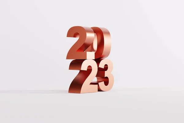 2023号 新年快乐 新年快乐 红色号码2023 背景浅 3D渲染 3D插图 — 图库照片