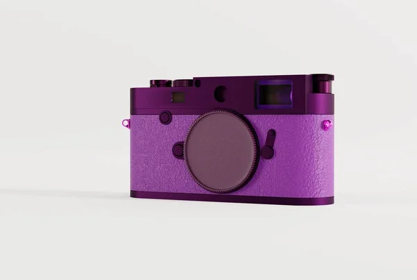 复古摄影相机在轻背景 拍照的概念 经典的摄影相机 模拟的 3D渲染 3D插图 — 图库照片