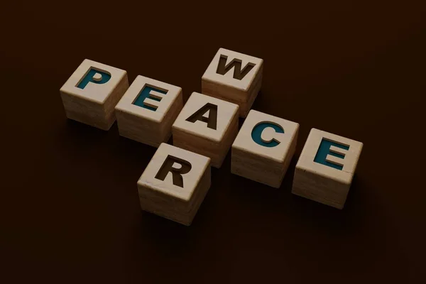 Prasasti War Dan Peace Blok Kayu Konsep Perdamaian Sebelum Perang — Stok Foto