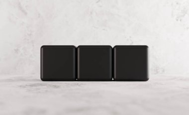 İçeriksiz küpler, boş küpler. İçerik takviyesi kavramı, maket. İş konsepti, içeriğinize ilave etmek. 3B görüntüleme, 3B illüstrasyon.