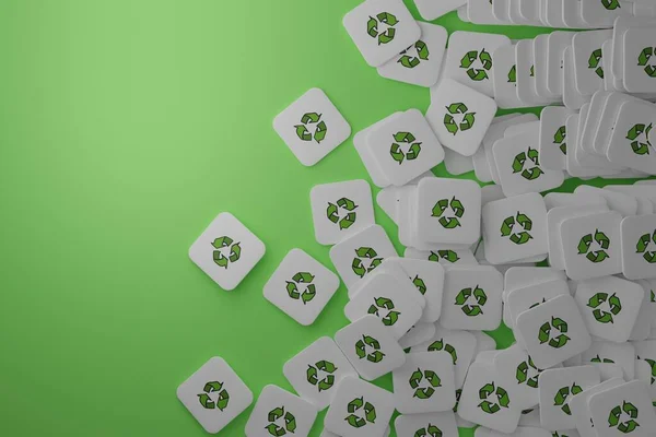 Płytki Ikoną Zielonej Strzałki Jako Recykling Ilustracja Grafika — Zdjęcie stockowe