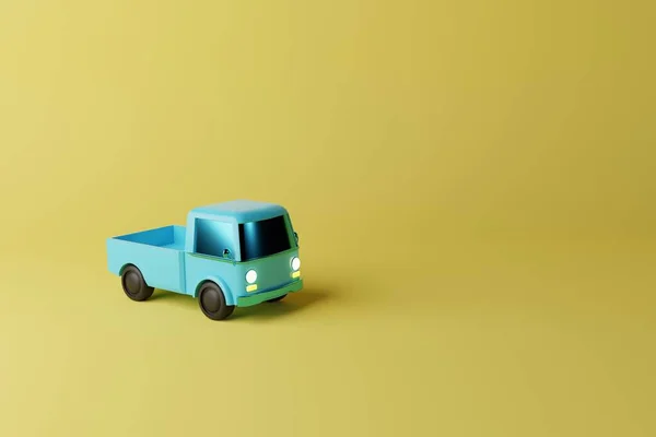 Kleiner Blauer Lieferwagen Konzept Der Kurierarbeit Auslieferung Der Produkte Den — Stockfoto