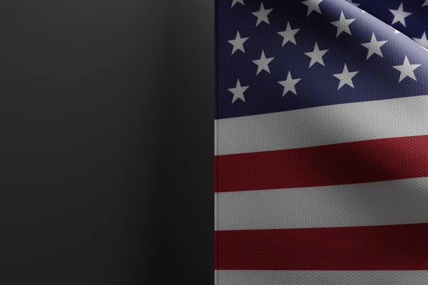 美国国旗在黑暗的背景上 美国的独立日 7月4日和美国国家日 3D渲染 3D说明 — 图库照片