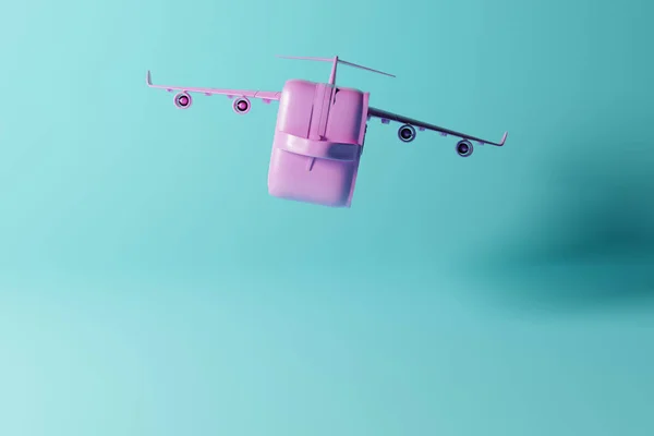 Uma Mala Viagem Que Parece Avião Está Voar Para Longe — Fotografia de Stock