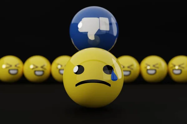 Negatív Érzéseket Fejez Interneten Közösségi Média Koncepció Hangulatjelek Használata Internethasználók — Stock Fotó