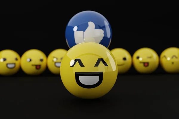 Använda Känsloikoner För Att Uttrycka Känslor Begreppet Sociala Medier Med — Stockfoto
