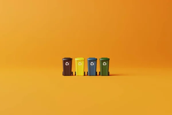 Caixotes Lixo Por Segregação Cesta Lixo Cores Diferentes Para Classificação — Fotografia de Stock
