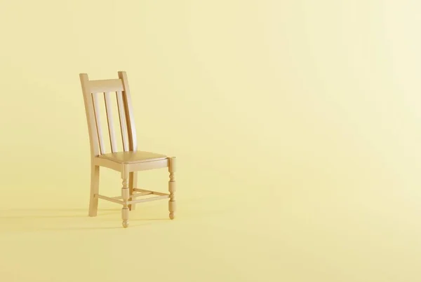 Klassischer Stuhl Auf Gelbem Hintergrund Minimalistisches Konzept Bau Einer Modernen — Stockfoto