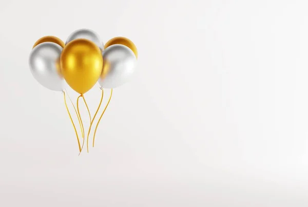 Gold Balloons Light Background Concept Release Balloons Balloons Inflated Air — Zdjęcie stockowe