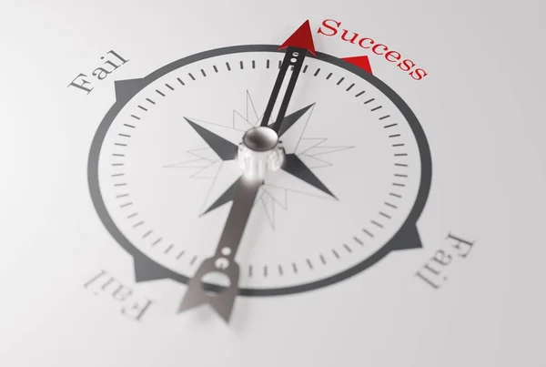 Pusula Başarının Yönünü Gösteriyor Kazanma Başarı Kavramı Başarısızlık Yerine Başarının — Stok fotoğraf