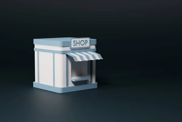 Shop という言葉でショップモデル ビジネスと金融の概念 ショッピング 電子商取引 オンラインで商品を注文 3Dレンダリング 3Dイラスト — ストック写真