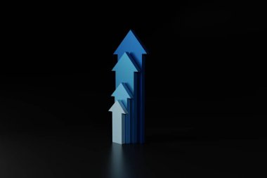 Farklı renkte oklar. İstatistiklerin büyüme konsepti ve şirketin gelişimi, hayat. 3B görüntüleme, 3B resimleme.