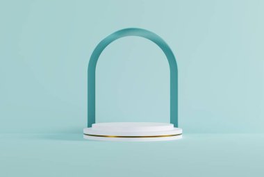 Yaprak gölgesiyle aydınlık bir zemine iniş. Ürün sunumu konsepti, ürün yerleştirme, soyut platform. 3B görüntüleme; 3B resimleme.