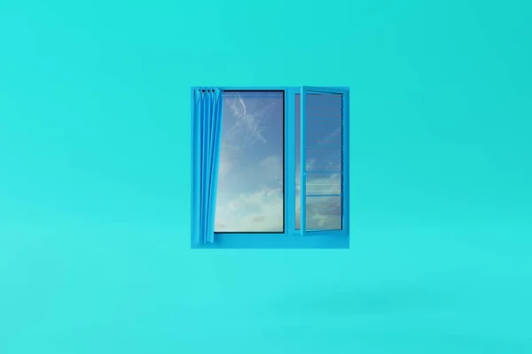 Odizolowane Okno Niebieskim Tle Niebem Jako Spojrzeniem Koncepcja Patrzenia Świat — Zdjęcie stockowe