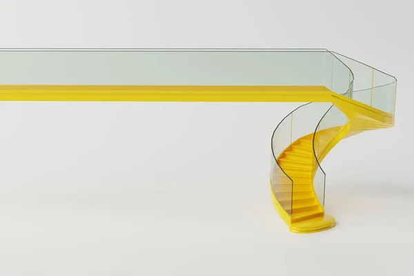 Escadaria Amarela Espiral Sobre Fundo Branco Conceito Escalada Construção Uma — Fotografia de Stock