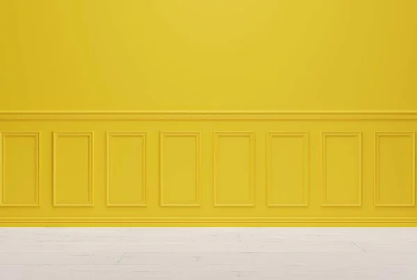 黄色装饰墙 房间内部 产品布局理念 漂亮的空墙装饰图案 3D渲染 3D插图 — 图库照片