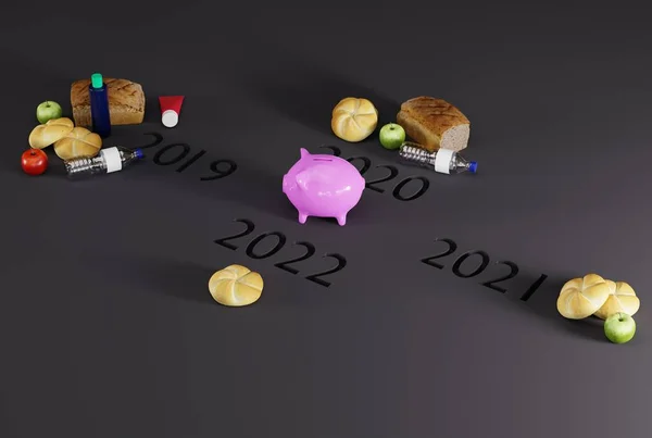 Termékkosár 2019 2022 Közötti Időszakban Infláció Fogalma Problémák Emelkedő Költségekkel — Stock Fotó