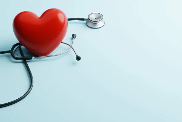 Corazón Estetoscopio Sobre Fondo Claro Atención Salud Concepto Médico Farmacéutico — Foto de Stock