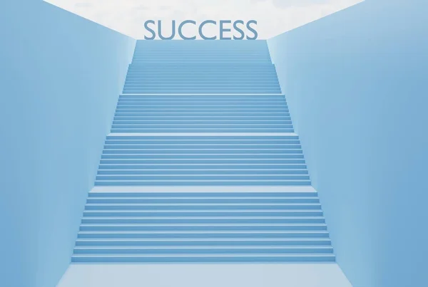 Escaleras Con Palabra Éxito Arriba Concepto Lograr Éxito Después Escalada —  Fotos de Stock
