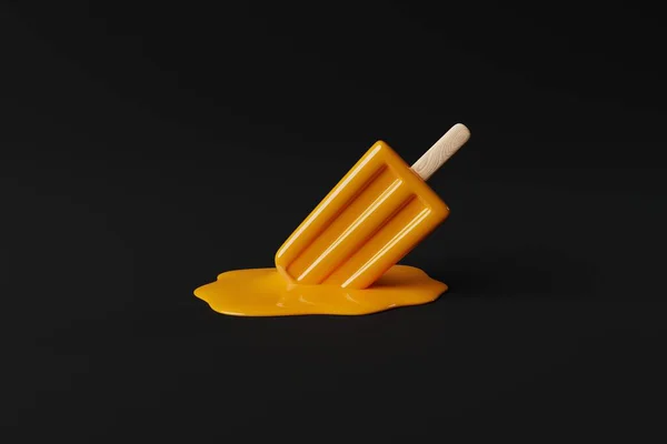 Glace Orange Fondue Sur Fond Pastel Concept Été Vacances Refroidissement — Photo