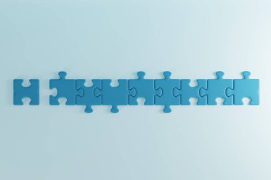 Işık arkaplanındaki boş bulmaca. İçerik tazeleme konsepti, yaratıcı projeler. Eşleşen bulmacalar. 3B görüntüleme, 3B illüstrasyon.