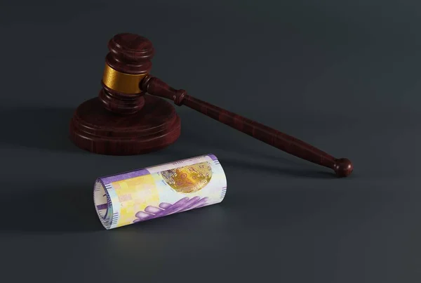 Суддя Подарував Темному Тлі Кусок Банкнот Концепція Корупції Судах Купівля — стокове фото