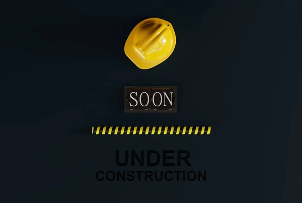 Construction Helmet Countdown Clock Soon Written Construction Concept Renovation Preparing — Stock Photo, Image