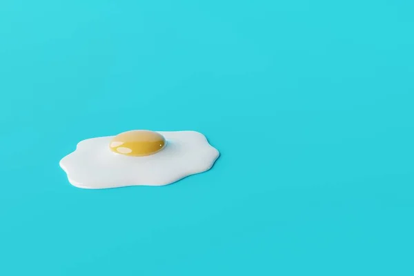 Huevo Frito Sobre Fondo Azul Concepto Hacer Freír Huevos Cocinar — Foto de Stock