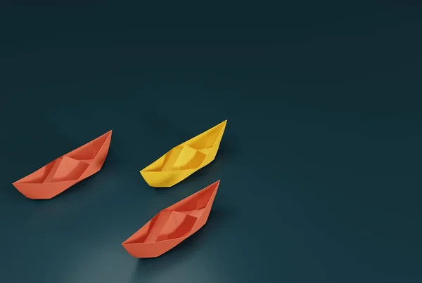 Kağıt Gemiler Tek Yönde Hareket Ediyor Kavramı Yarış Hedefe Ulaşmak — Stok fotoğraf