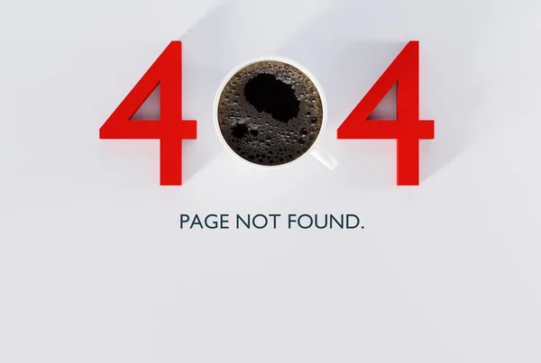 Вид Зверху Каву Номер 404 Помилка Неіснуючого Веб Сайту 404 — стокове фото