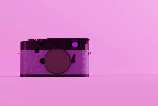 Retro Fotokamera Auf Rosa Hintergrund Das Konzept Des Fotografierens Klassische — Stockfoto