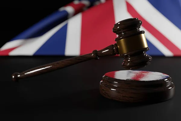 Гавела Судді Тлі Прапора Великої Британії Концепція Системи Правосуддя Великій — стокове фото