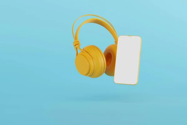 Cuffie Telefono Sullo Sfondo Concetto Giocare Ascoltare Musica Attraverso Cuffie — Foto Stock
