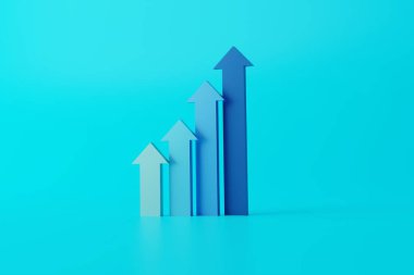 Farklı renkte oklar. İstatistiklerin büyüme konsepti ve şirketin gelişimi, hayat. 3B görüntüleme, 3B resimleme.