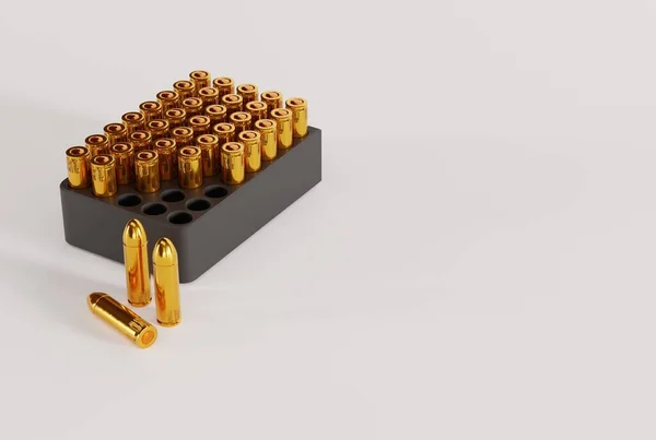 Pistola Bala Sobre Fondo Oscuro Concepto Armas Municiones Diferentes Cartuchos — Foto de Stock