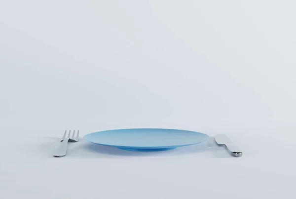 Assiette Fourchette Couteau Concept Manger Préparer Repas Une Assiette Vide — Photo