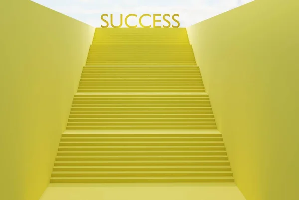 Scări Cuvântul Success Partea Sus Conceptul Realizare Succesului După Urcare — Fotografie, imagine de stoc