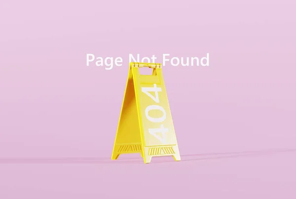 黄色的警告标志和后面的404号数字是一个不存在的网站的错误 404错误概念 页面未找到 网站模板 3D渲染 3D插图 — 图库照片