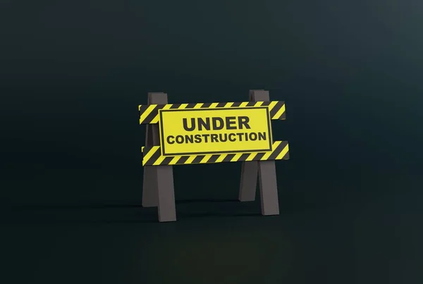 Warning Road Barrier Tapes Inscription Construction Concept Renovation Preparing Something — Stock Photo, Image