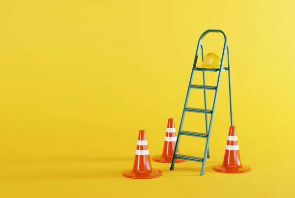 Merdiven Inşaat Kaskı Tadilat Konsepti Bir Şeyler Hazırlamak Inşa Etmek — Stok fotoğraf
