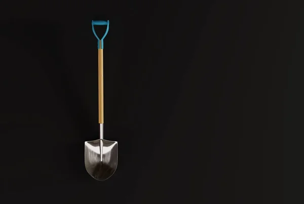 在黑暗的背景上表演 挖掘的概念 使用铲子在地下挖掘 3D渲染 3D插图 — 图库照片