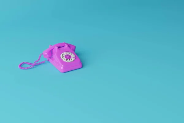 Vue Latérale Téléphone Rétro Violet Avec Cadran Numéros Concept Utilisation — Photo