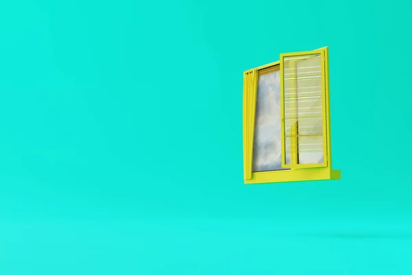 Ett Isolerat Fönster Mot Blå Bakgrund Och Med Himmel Som — Stockfoto