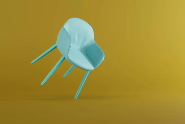 Cadeira Estilo Clássico Fundo Pastel Amarelo Escuro Conceito Minimalista Design — Fotografia de Stock