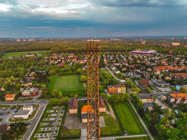 Radio Gliwicach Największa Drewniana Wieża Świecie Zabytkowa Wieża Gliwicach Widok — Zdjęcie stockowe