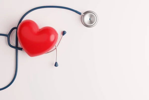 Corazón Estetoscopio Sobre Fondo Claro Atención Salud Concepto Médico Farmacéutico — Foto de Stock